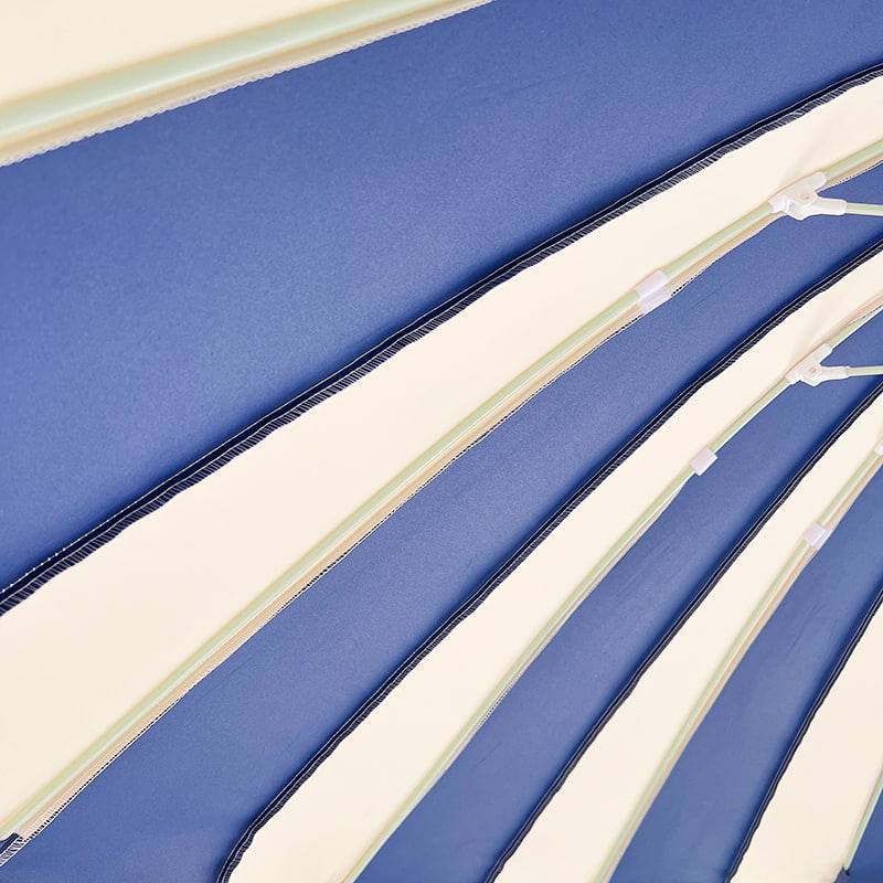 مظلة باغودا مرقعة باللونين الأزرق والأبيض بطول 2.5 متر